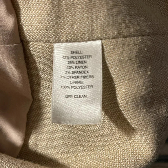 Women's 6 WHBM Military Inspired Linen Blend Jacket Ribbon Ruffle Peplum - Picture 6 of 7